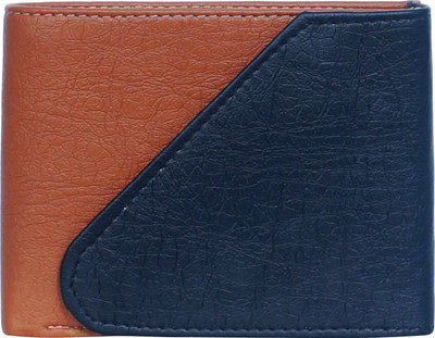 TITOS Men Casual Tan, Blue Artificial Leather Wallet(6 Card Slots), Black;tan