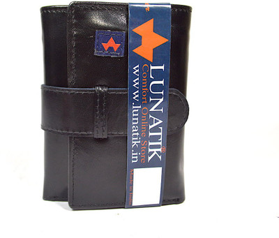 

LUNATIK Boys Black Genuine Leather Wallet(12 Card Slots)