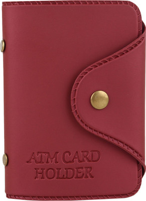 

R Men Casual Red Artificial Leather Card Holder(12 Card Slots), Cherry
