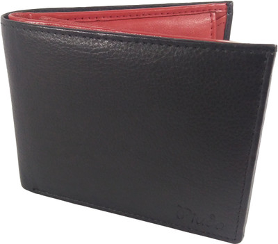 piuda Men Black Genuine Leather Wallet(8 Card Slots), Black;red