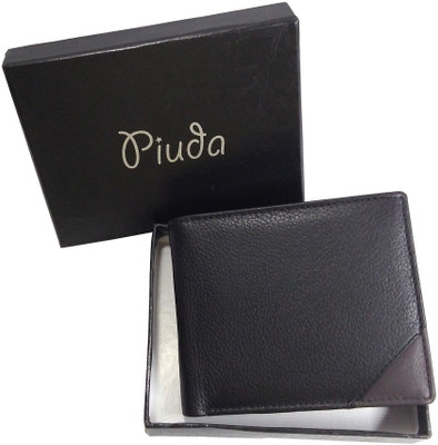 

piuda Men Black Genuine Leather Wallet(10 Card Slots)