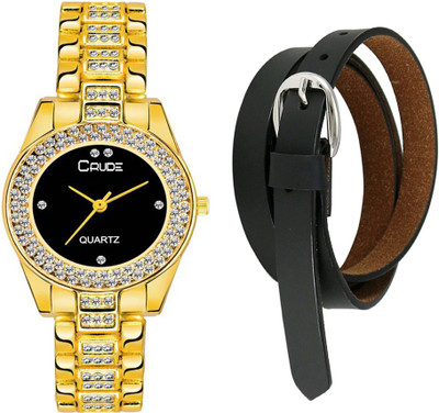 

crude Analog Watch, Belt Combo(Black)