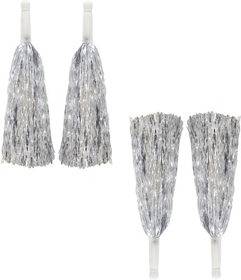 

AsianHobbyCrafts Pom Poms for Cheerleading, Silver (Pack of 4, 10-inch)