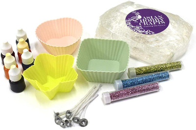 

AsianHobbyCrafts Candle Making Kit Contents: Transparent Gel Candle Wax, Wax Colors, Candle Wicks, Silicone Candle Mould:Kit N