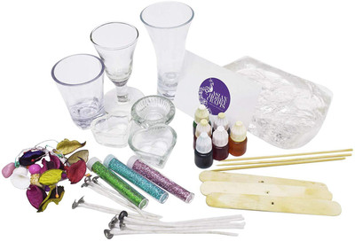 

AsianHobbyCrafts Candle Making Kit Contents: Transparent Gel Candle Wax, Wax Colors, Candle Wicks, Acrylic Candle Container (KIT O)