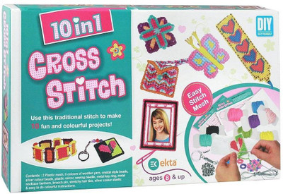 

Ekta Plastic and Wool Cross Stitch Craft Kit Game (Multicolour)