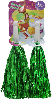 

AsianHobbyCrafts Pom Poms for Cheerleading, Dark Green (Pack of 4, 10-inch)