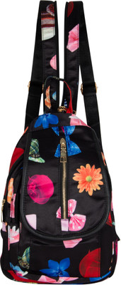 

Bazaar Pirates Single Shoulder Multi Color Floral Print Mini 10 Backpack(Multicolor), Black floral
