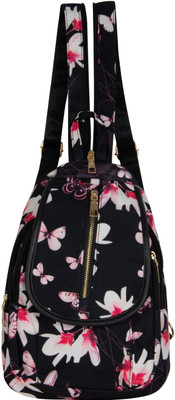 

Bazaar Pirates Single Shoulder Multi Color Floral Print Mini 10 Backpack(Multicolor), Black lily