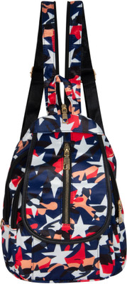 

Bazaar Pirates Single Shoulder Multi Color Star Print Mini 10 Backpack(Multicolor), Black star