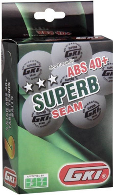 GKI SUPERB 3 Star ABS Plastic 40+ Table Tennis Ball(Standard, Pack of 6, White)