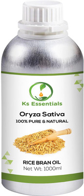 

Ks Essentials 100% Pure Rice Bran Oil (Oryza Sativa) Natural & Undiluted Cold Pressed (1000ml)(1000 ml)