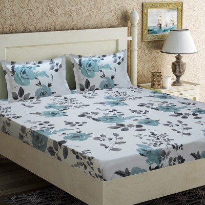 Home Candy 152 TC Microfiber Double Floral Flat Bedsheet(Pack of 1, Multicolor)