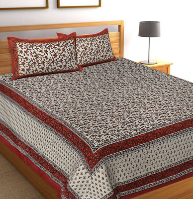 

Bohomandala 300 TC Cotton Double King Floral Bedsheet(Pack of 1, Red)