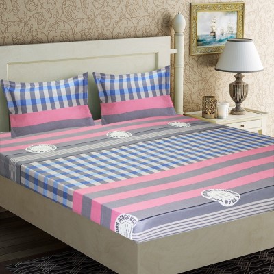 Home Candy 152 TC Microfiber Double Geometric Flat Bedsheet(Pack of 1, Multicolor)