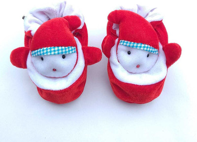 

LMN Child Care Booties(Toe to Heel Length - 12 cm White, Red), Red;white