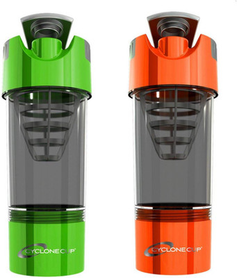 

Cyclone Cups Shaker Bottle 20oz - Set of 2 - Orange and Green 600 ml Shaker(Pack of 2, Green, Orange)