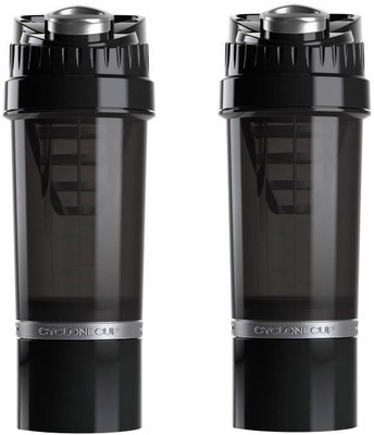 

Cyclone Cups Blender Mixer Bottle Protein Powder Shaker 22 Oz 650 ml Shaker(Pack of 2, Black, Blue)
