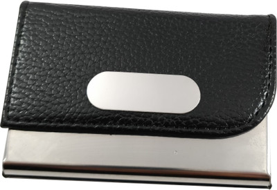 

Golden Feather High Quality Card Holders | Stylish Full Black Leatherite and Leatherite piece Silver Metal Business Credit/debit/ATM/ID/Visiting card holder SUPER SLEEK, STURDY : Model CH15 : 15 Card Holder(Set of 1, Black)