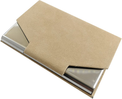 

Golden Feather High Quality Card Holders | Stylish Full Black Leatherite and Leatherite piece Silver Metal Business Credit/debit/ATM/ID/Visiting card holder SUPER SLEEK, STURDY : Model CH41 : 15 Card Holder(Set of 1, Tan)