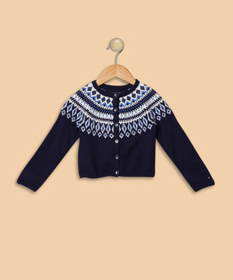 

Tommy Hilfiger Baby Girls Button Self Design Cardigan, Crown navy/ multi