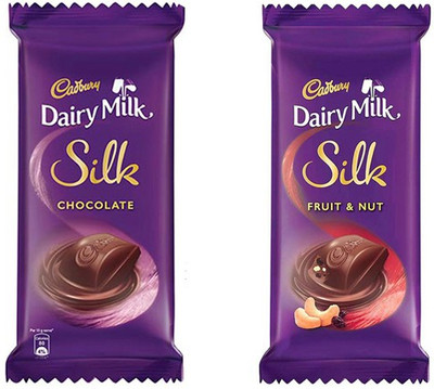 

Cadbury Dairy Milk Silk , Pack of 4 (Silk Chocolate Bar 150g X 2 + Silk Fruit & Nut 137g X 2 ) Bars(574 g)