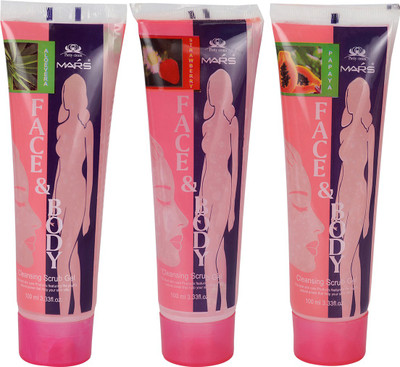 

CYBERCITY MARKETING Cleansing Scrub Gel Aloevera, Strawberry, Papaya (Pack of 3)(300 ml)