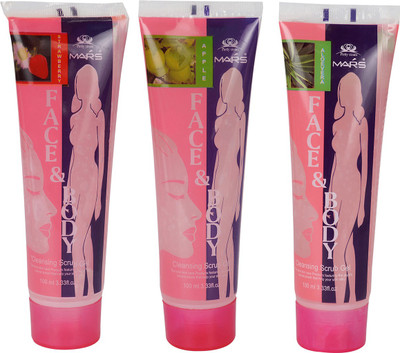 

CYBERCITY MARKETING Cleasing Scrub Gel (Pack of 3) Strawberry, Apple, Aloevera(300 ml)