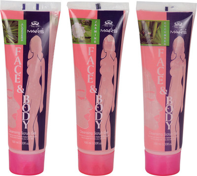 

CYBERCITY MARKETING Face and Body Cleansing Scrub Gel Aloevera, Jasmine, Cucumber (Pack of 3)(300 ml)