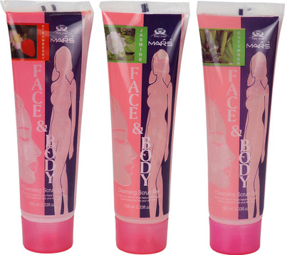 

CYBERCITY MARKETING Cleansing Scrub Gel (Pack of 3) Strawberry, Jasmine, Cucumber(300 ml)