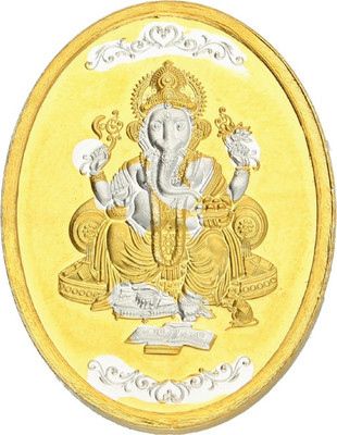 Sri Jagdamba Pearls 10 Grams Designer Oval Ganesh Pure Silver coin S 999 10 g Silver Coin