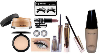 

big basket Eyelashes & Mac Loose powder,Studio fix Compact,Brooke Candy,Brooke Candy Liner&Mascara,Hyper Real Foundation & Gary Lenses(Set of 8)