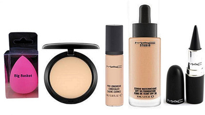 

big Basket Spounge Puff ,Stick Kaj. , Studio Fix Compact , Studio Waterweight Foundation , Pro long Wear Conceler(Set of 5)