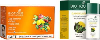 

BIOTIQUE BIO anti-tan facial kit, Dandelion Ageless Lightening Serum(Set of 2)