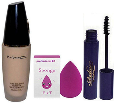 

Professional kit Sponge Puff & Hyper Real Foundation & Padma Mascara(Set of 3)
