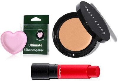 

Ultimate Silicon Puff With With Bobbi Brown Corrector Concealer With Mac Liptensity Lipstick(Set of 3)
