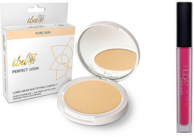 

iba halal care medium shell SPF 15 Perfect look Long-Wear Mattifying Pressed Powder with liquid matte(Set of 2)
