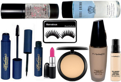 

marvalous EyeLashes, Eyeliner,Mascara, Foundation, Compact, Yum-yum Lipstick,Face Primer, Concealer & Liquid Makeup Remover(Set of 9)