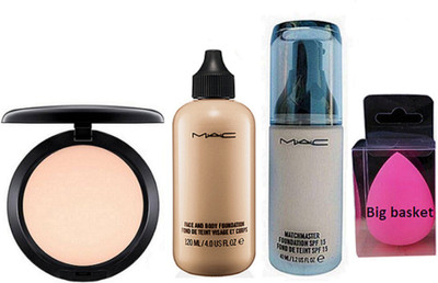 

big Basket Spounge Puff , Matchmaster Foundation , Face And Body Foundation , Studio Fix Compact(Set of 4)