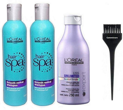 

comminors Of hair Brush & smoothing hair Revival shampoo Combo & liss unlimited hair shampo (set of 4)(Set of 1)