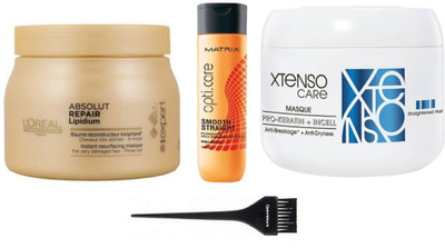 

Comminors Of hair Brush & paris Absolute Repair Hair spa 490 gm & care Anti-Dryness Conditioner 200ml & opticare smoothing shampoo 200ml (set of 4)(Set of 1)