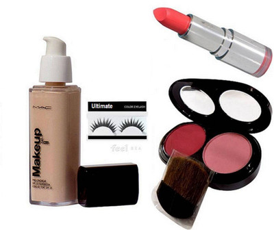 

Ultimate Eyelashes With Mac Makeup 24 hr Pro Long Wear Spf 10 Foundation With 2 Shades Blusher With Colorbar Matte finish Lipstick(Set of 4)