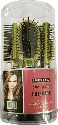 

RAAYA Salon Use Hair Brush Set with Comb and Hand Mirror for Makeup Hair Styling Tools hair Styling Brushes for Women(Set of 6)