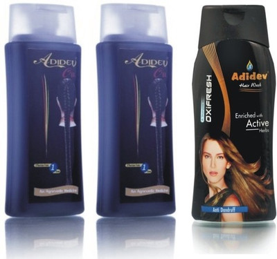 

Adidev Herbals Herbal Hair Oil with Antidandruff Shampoo(Set of 3)