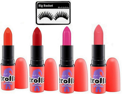

big basket Eyelashes, Mac Trolls Lipstick Combo (Set of 4)(Set of 5)