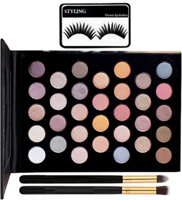 

styling Eyelashes, Mac 32 shades Eyeshadow palette, 2 Makeup Brush(Set of 4)