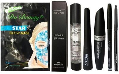 

Do Beauty Star Glow Mask + Mac Pearl Primer+Eyeliner+Mascara+Eyebrow Pencil+Kajal Kit(Set of 6)