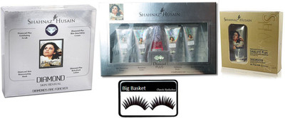 

big Basket Eyelashes , Shahaz Husain Diamond facial kit set of 2 , face And Under Eye Night Nourishing Plan(Set of 4)