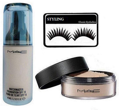 

styling Eyelashes, Mac Match Master SPF 15 Make-Up Foundation & Losse compact powder(Set of 3)