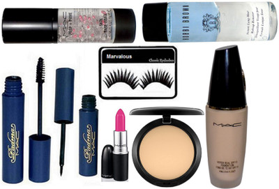 

Marvalous Eyelashes, Mac Padma Eyeliner,Mascara, Hyper Real Foundation,Studio Fix Compact, Face Primer, Candy Yum-yum Lisptick & Bobbi Brown Liquid Make-Up Remover(Set of 8)